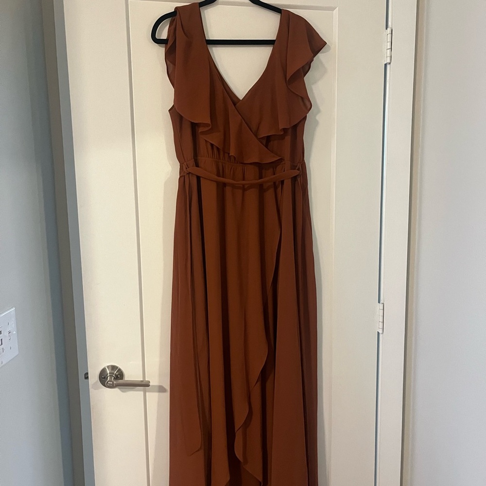 Baltic Born Terracotta Ruffle Wrap Maxi Dress